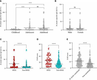 Head and neck dermatitis is exacerbated by Malassezia furfur colonization, skin barrier disruption, and immune dysregulation